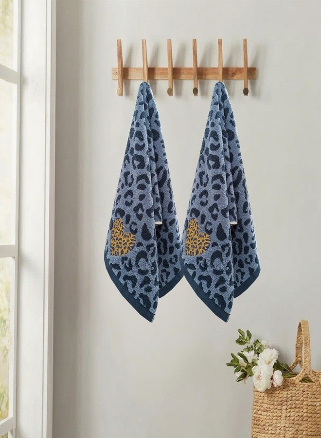 USTIDE 2-Pack Blue Leopard Print Hand Towels, Decorative Absorbent Guest Towels for Bathroom Kitchen Spa, Soft 100% Cotton Quick-Drying Face Towels, Wedding Ideas - Image 4