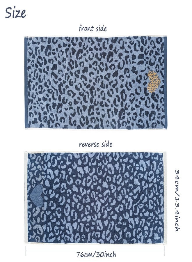 USTIDE 2-Pack Blue Leopard Print Hand Towels, Decorative Absorbent Guest Towels for Bathroom Kitchen Spa, Soft 100% Cotton Quick-Drying Face Towels, Wedding Ideas - Image 2