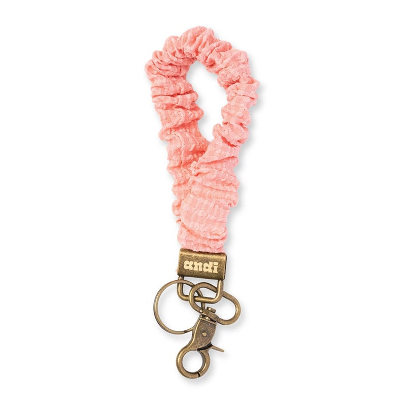 ANDI Wristlet Keychain for Women, Scrunchie Bracelet Key Ring With Clip Closure, Stretchy & Comfortable Wrist Lanyard, Key Chain For Car Keys, ID Cards(Coral Gingham) - Image 1
