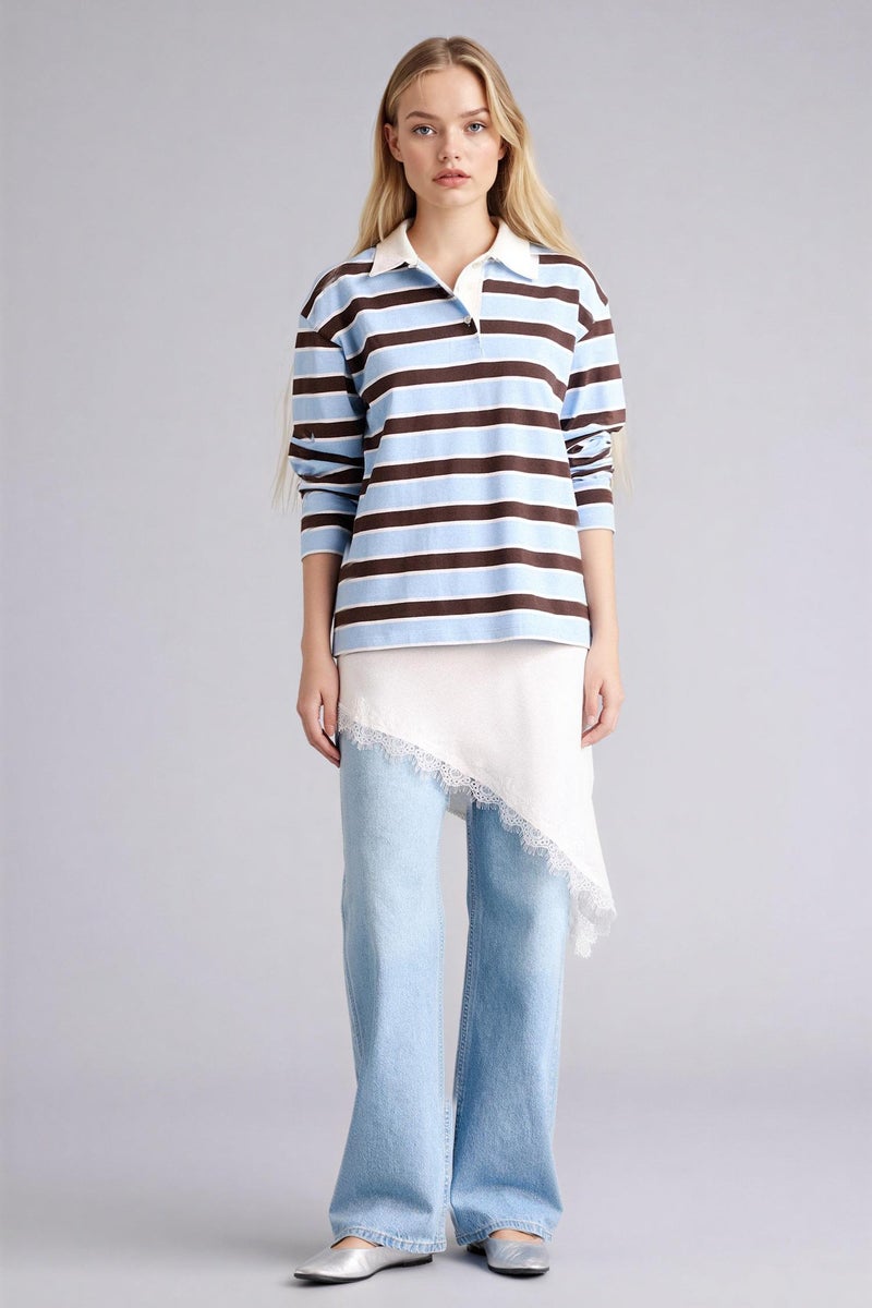 ديفاكتو بنطلون جينز وايد ليج برجل واسع وخصر عالي - Image 1