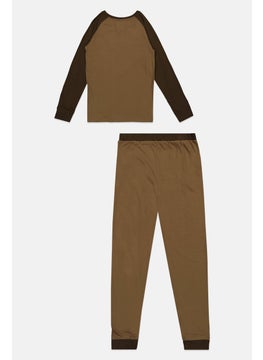 DIFUZED Kids Boy 2 Piece Graphic Printed Top And Bottom Pajama Set, Olive Combo  - Image 2