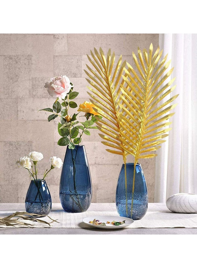 SYOSI Artificial Gold Palm Leaves, 12 Pcs Realistic Golden Plants Leaf Fake Gold Tropical Palm Leaf, 20" Faux Fake Tropical Large for Home Arrangement Jungle Birthday Party Wedding Decoration Supplies - Image 2