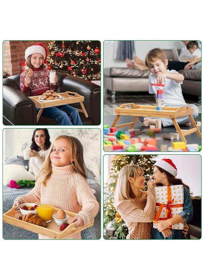 ZO7 Foldable Tray Table 50cm long Foldable Bed Tray Table, bamboo Wood, Portable Breakfast Serving Lap Desk with Legs, for Sofa & Bed - Image 3