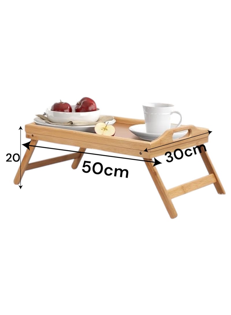 ZO7 Foldable Tray Table 50cm long Foldable Bed Tray Table, bamboo Wood, Portable Breakfast Serving Lap Desk with Legs, for Sofa & Bed - Image 2