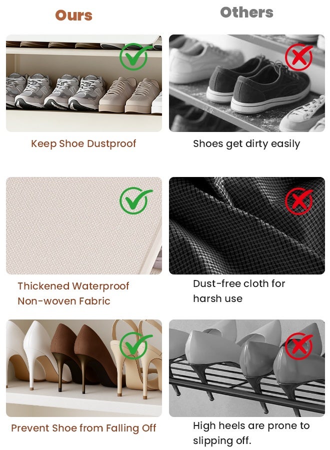 VUCATIN White Shoe Cabinet with Removable Shelves, 6-Tier Dustproof Shoe Rack with 180° Reversible Cover, Space-Saving Shoe Storage Organizer for Entryway, Bedroom, Closet ,Hallway - Image 5