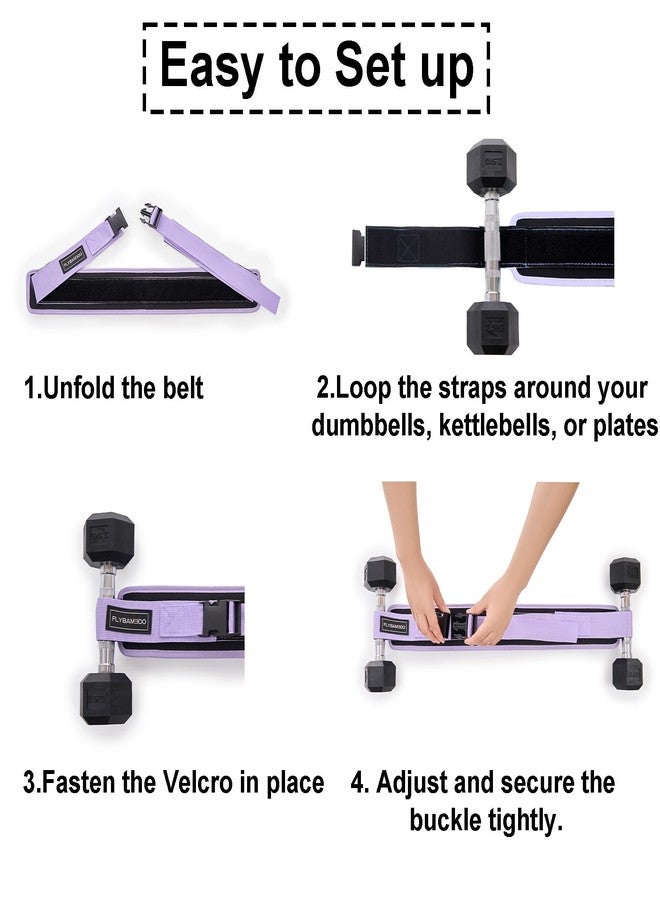 FLYBAMBOO Hip Thrust Belt for Weights and Ankle Resistance Bands with Cuffs for Working Out,Hip Thrust Belt for Dumbbells Heavy, Kettlebells, Plates,Hip,Leg and Booty Builder, Glute Bridge Band Purple - Image 4
