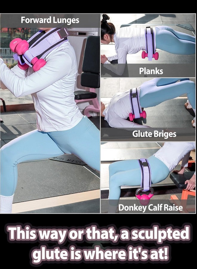 FLYBAMBOO Hip Thrust Belt for Weights and Ankle Resistance Bands with Cuffs for Working Out,Hip Thrust Belt for Dumbbells Heavy, Kettlebells, Plates,Hip,Leg and Booty Builder, Glute Bridge Band Purple - Image 3
