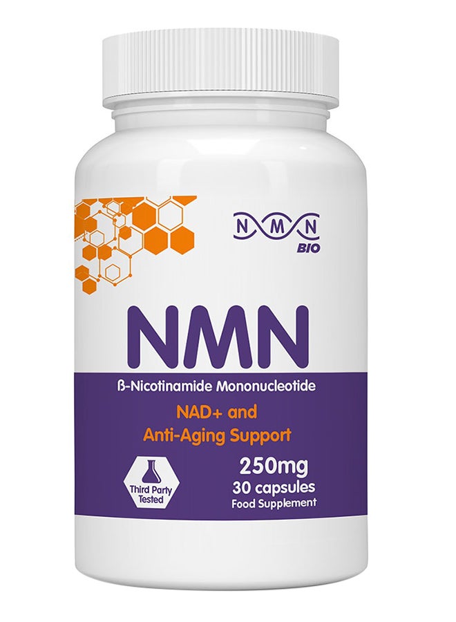 99% Pure Beta Nicotinamide Mononucleotide Capsules For Anti-Aging Support 250Mg, Pack Of 30'S