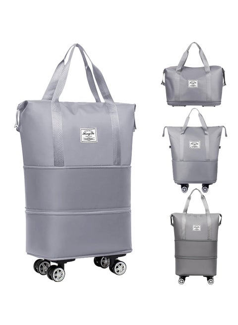 Expandable Travel Bag, Foldable Rolling Duffle Bag with Wheels and Handle, Travel Duffle Bag Large Weekend Bag, Large Capacity Dry Wet Separation Carry on Bag Lightweight Suitcases for Men Women