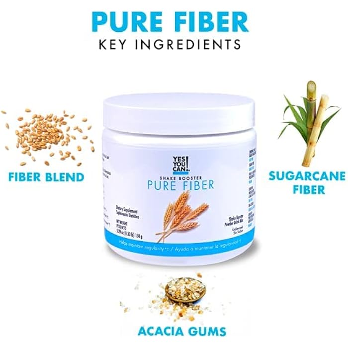 Yes You Can! Shake Booster Pure Fiber, Add to Complete Meal Replacement Shakes or Protein Shakes, Boost Shake with Sugarcane Fiber and Acacia Gums, Protein Shake Booster - Pure Fiber (30 Servings) - Image 5