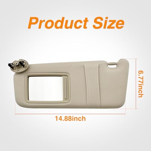 State Warehouse Left Driver Side Sun Visor Fit for 2007 2008 2009 2010 2011 Toyota Camry Without Sunroof and Light-Beige - Image 3