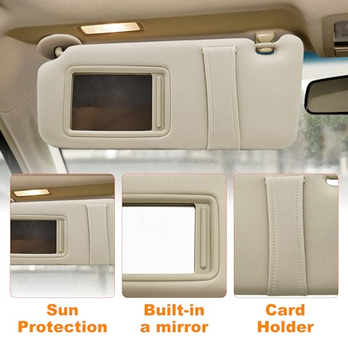 State Warehouse Left Driver Side Sun Visor Fit for 2007 2008 2009 2010 2011 Toyota Camry Without Sunroof and Light-Beige - Image 4