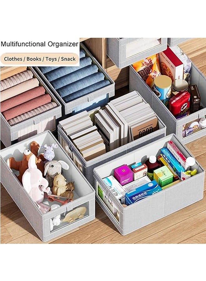 Hihonor Wardrobe Clothes Organizer, 2pcs Jeans Storage Box, Visible Drawer Organizers for Clothing, Foldable Closet Storage Basket, Washable Drawer Box for Clothing, T-Shirt, Pants, Toys & Books (2Pcs)  - Image 3