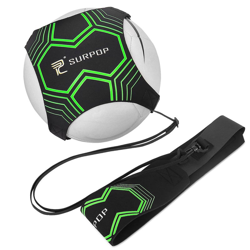 Surpop Soccer/Volleyball/Rugby Trainer, Football Kick Throw Solo Practice Training Aid Control Skills Adjustable Waist Belt for Kids Adults (Glow) - Image 1