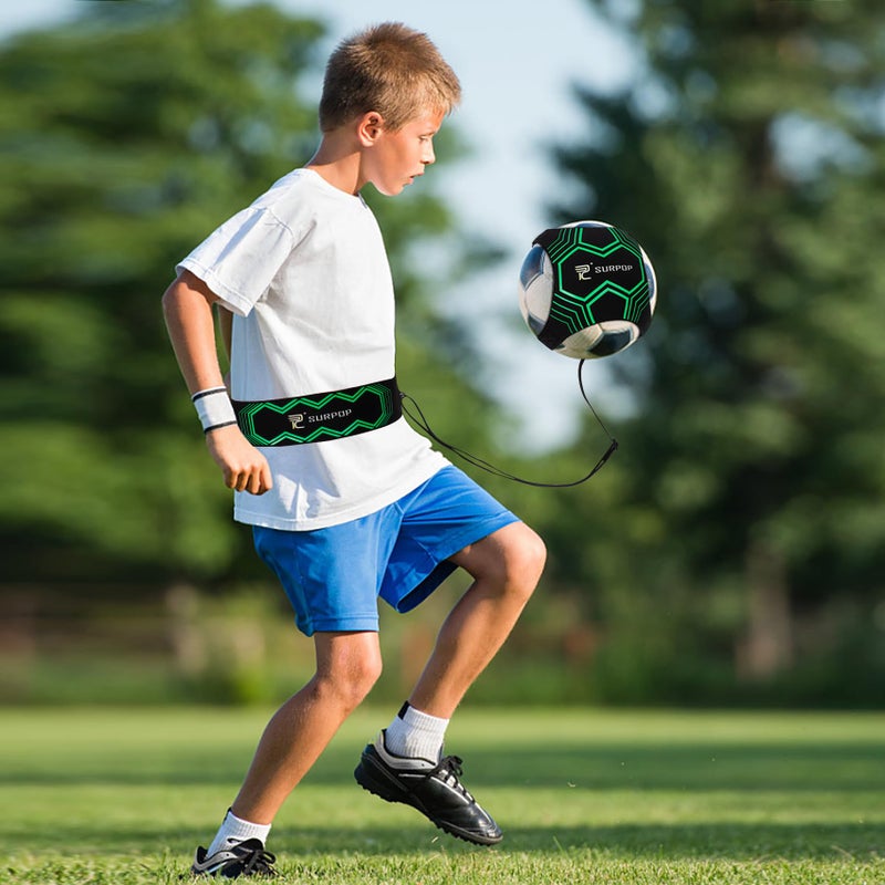 Surpop Soccer/Volleyball/Rugby Trainer, Football Kick Throw Solo Practice Training Aid Control Skills Adjustable Waist Belt for Kids Adults (Glow) - Image 3