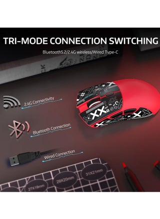 ماوس R1 59g Superlight مع شريط، ماوس ألعاب لاسلكي/سلكي BT/2.4G، 6 نقطة في البوصة قابلة للتعديل حتى 18000، بطارية تدوم 65 ساعة - view 3