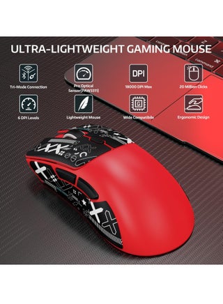 ماوس R1 59g Superlight مع شريط، ماوس ألعاب لاسلكي/سلكي BT/2.4G، 6 نقطة في البوصة قابلة للتعديل حتى 18000، بطارية تدوم 65 ساعة - view 2