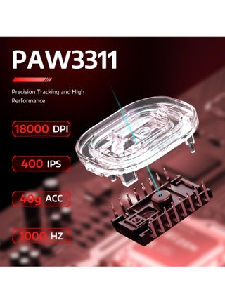 ماوس R1 59g Superlight مع شريط، ماوس ألعاب لاسلكي/سلكي BT/2.4G، 6 نقطة في البوصة قابلة للتعديل حتى 18000، بطارية تدوم 65 ساعة - view 4