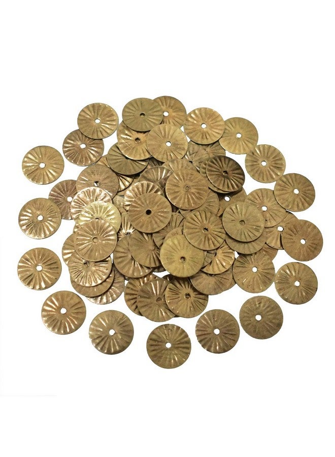 إمبرويدوري ماتيريال مادة تطريز، ثقب مركزي لعملة معدنية، ترتر للحرف اليدوية والتطريز وصناعة المجوهرات، 100 جرام (12 مم، ذهبي عتيق) - Image 1