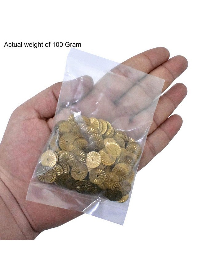 إمبرويدوري ماتيريال مادة تطريز، ثقب مركزي لعملة معدنية، ترتر للحرف اليدوية والتطريز وصناعة المجوهرات، 100 جرام (12 مم، ذهبي عتيق) - Image 3