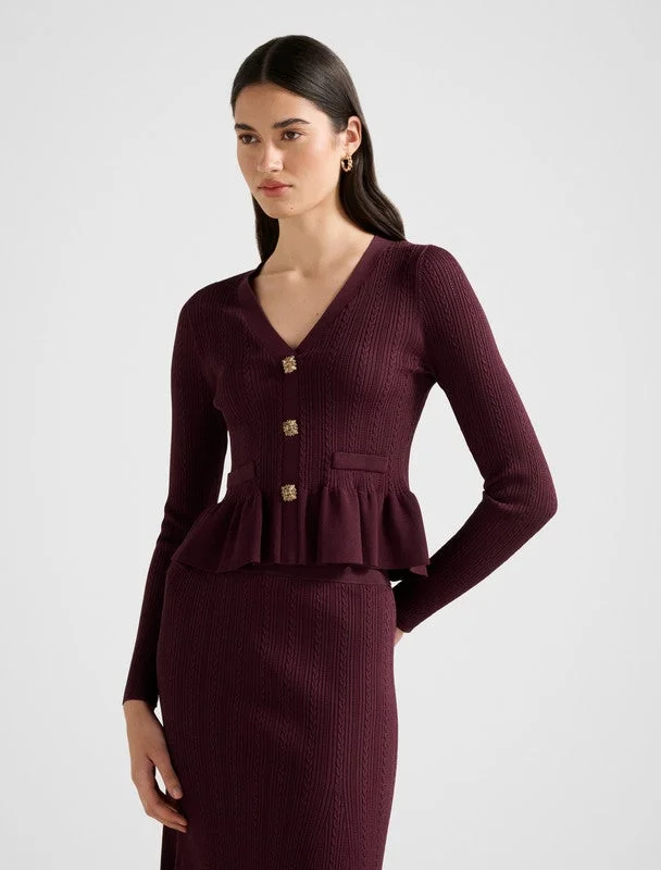 forever new  Kn7539-Plum Women's Cardigan for Women | Best Price UAE