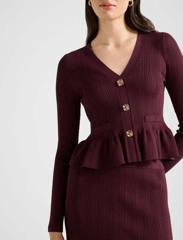 forever new  Kn7539-Plum Women's Cardigan for Women | Best Price UAE