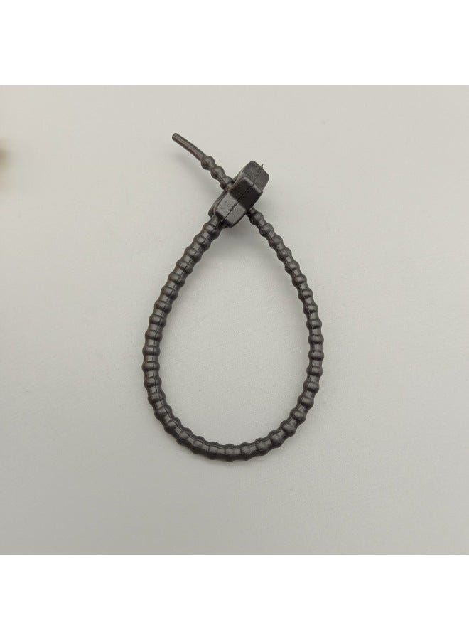 Loquat Flower Star Silicone Cable Tie Data Cable Storage Arrangement Winding Wire Jewelry Pendant Multi-purpose Color Lanyard-Color:210mm Stars (black) - Image 1