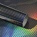 AuMoHall Holographic Laser Forged Carbon Fiber Vinyl Wrap High Gloss Rainbow Silver Color Change Car Body Wrapping Film SelfAdhesive Vehicle Exterior Interior Decorative Film 5984 x 1181 - Image 2