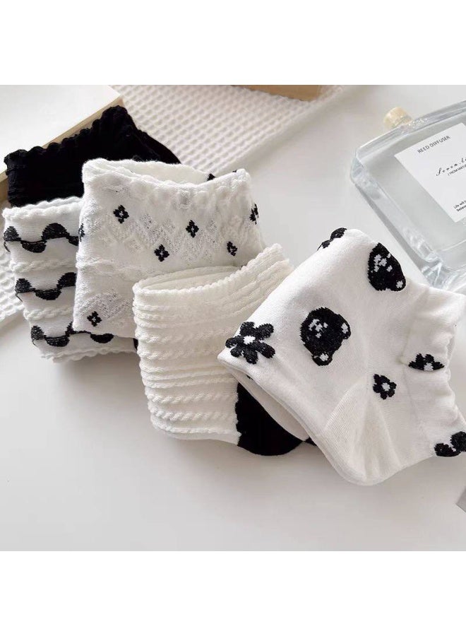 Women's Casual Cotton Socks Set, Short Ankle Socks – Soft and Comfortable Women's Socks – Cotton Sock Set (5 Pairs + 1 Free Gift) – Modern Styles and Multiple Colors - Image 4