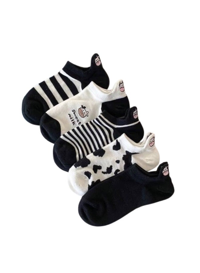 Women's Casual Cotton Socks Set, Short Ankle Socks – Soft and Comfortable Women's Socks – Cotton Sock Set (5 Pairs + 1 Free Gift) – Modern Styles and Multiple Colors - Image 1