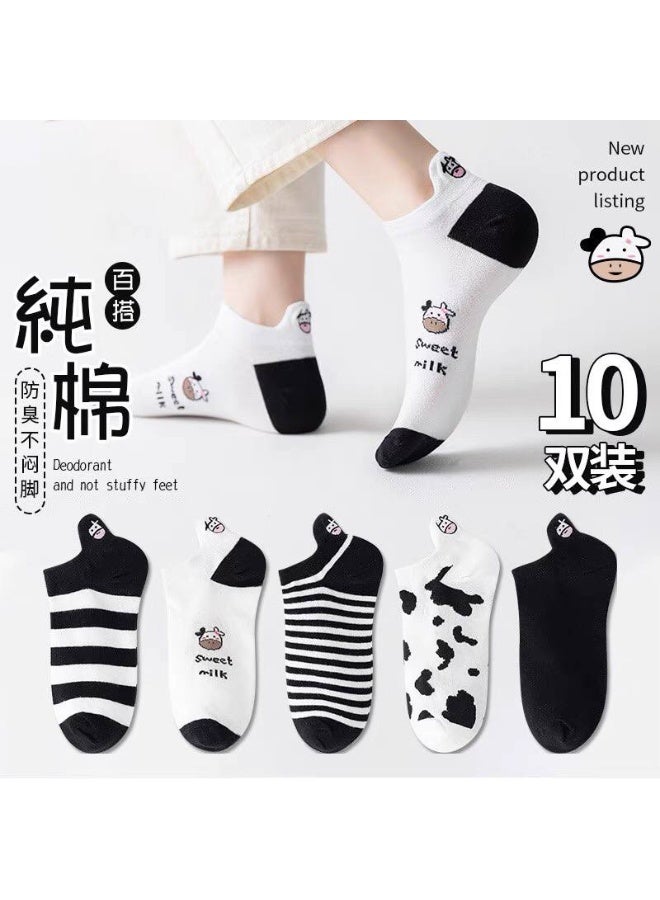 Women's Casual Cotton Socks Set, Short Ankle Socks – Soft and Comfortable Women's Socks – Cotton Sock Set (5 Pairs + 1 Free Gift) – Modern Styles and Multiple Colors - Image 4