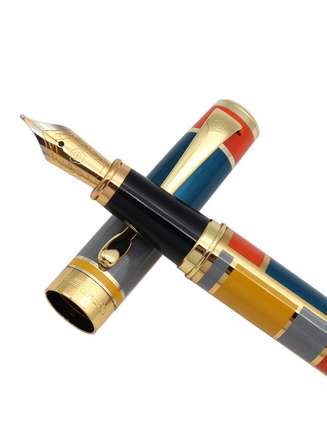 Gullor Colorful Gift Pen Fountain Pen 767 Five-color Grid with Iridium Nib + Original Gift box - Image 3