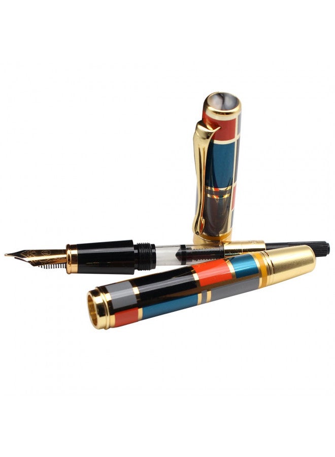 Gullor Colorful Gift Pen Fountain Pen 767 Five-color Grid with Iridium Nib + Original Gift box - Image 4