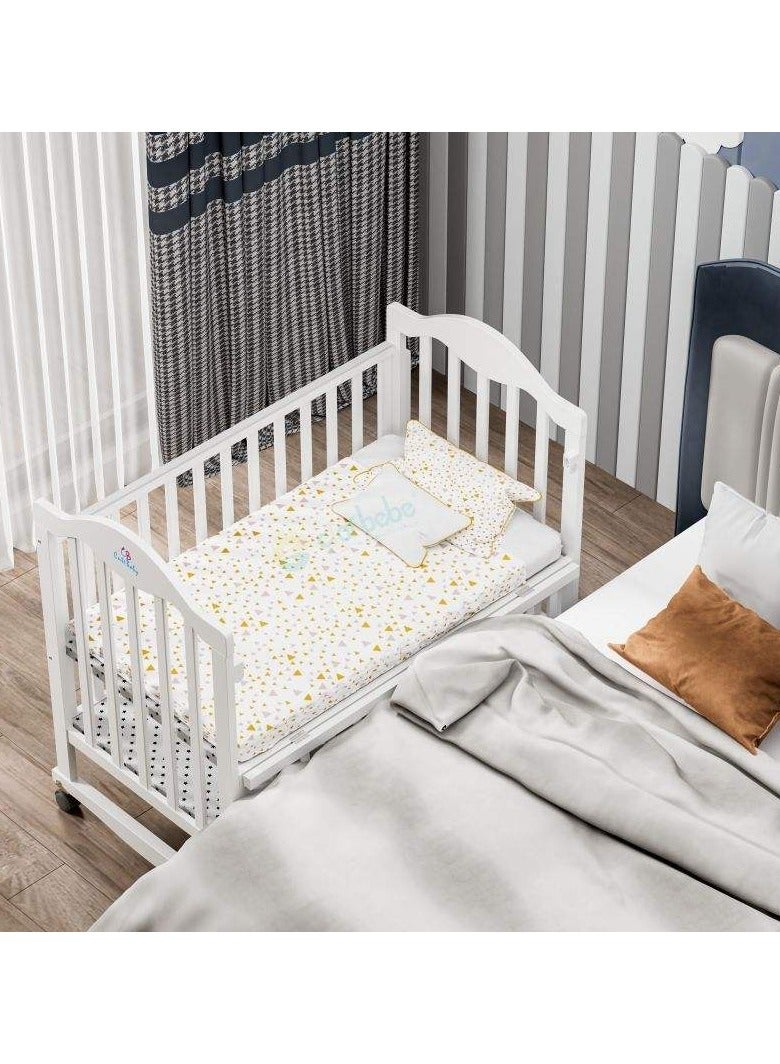 UNIKSAR Convertible Wooden Baby Crib - Adjustable Height Bedside Bassinet with Wheels, Safe & Comfortable Design, Transforms into Study Desk & Side Table - Image 3