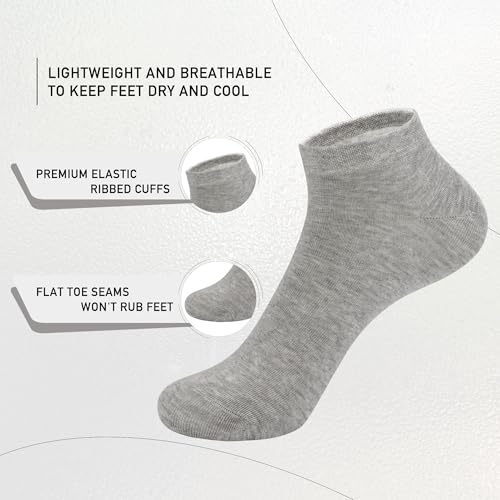 SERISIMPLE Women Viscose Bamboo Ankle Socks Low Cut Thin Sock Lightweight Pastal Color Soft Sock 5 Pairs(Grey, Large) - Image 2