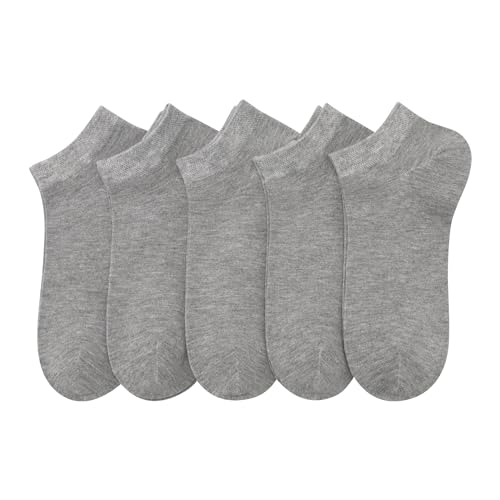 SERISIMPLE Women Viscose Bamboo Ankle Socks Low Cut Thin Sock Lightweight Pastal Color Soft Sock 5 Pairs(Grey, Large) - Image 1