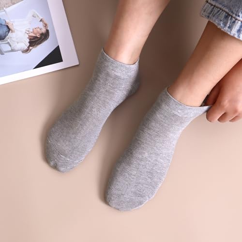 SERISIMPLE Women Viscose Bamboo Ankle Socks Low Cut Thin Sock Lightweight Pastal Color Soft Sock 5 Pairs(Grey, Large) - Image 4