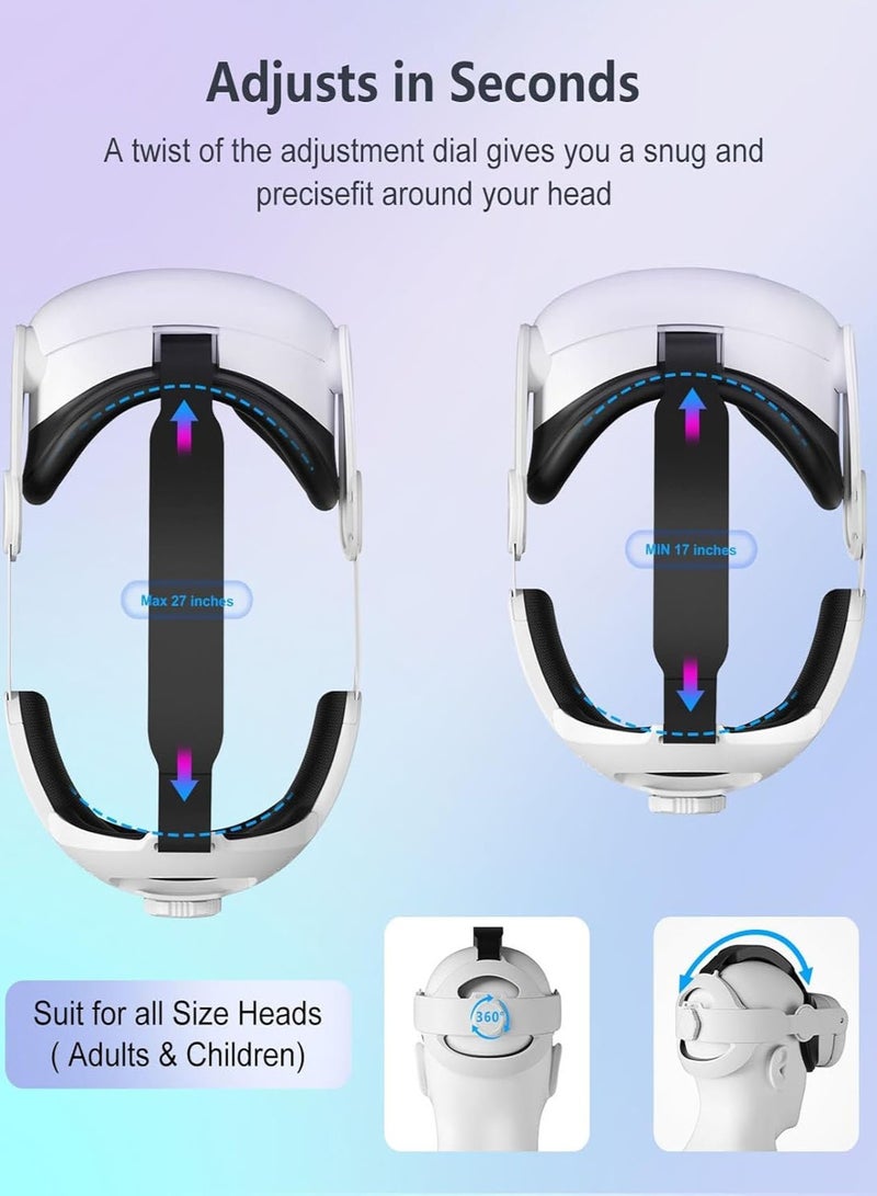 Head Strap for Meta Quest 2 Quest 3/Quest 3S-Comfortable Lightweight Adjustable Elite Strap Replacement Accessories for Quest 2 Quest 3/Quest 3S-Reduce Pressure-VR Headset Replacement Strap Accessories  - Image 3