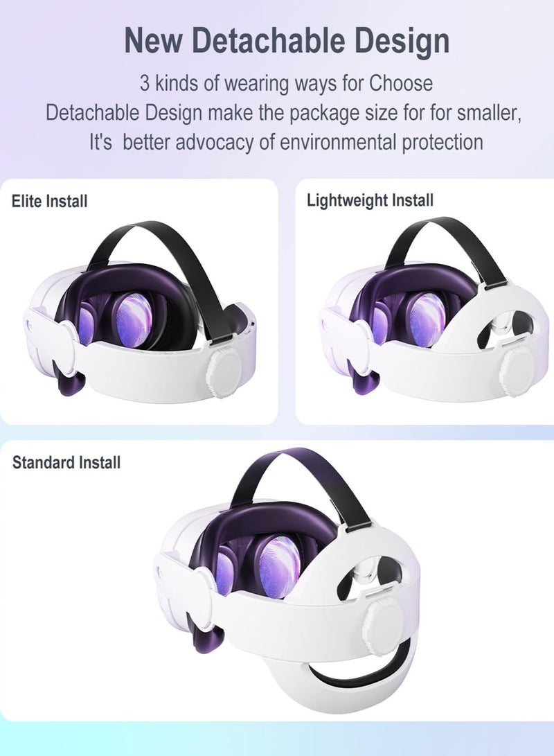 Head Strap for Meta Quest 2 Quest 3/Quest 3S-Comfortable Lightweight Adjustable Elite Strap Replacement Accessories for Quest 2 Quest 3/Quest 3S-Reduce Pressure-VR Headset Replacement Strap Accessories  - Image 4