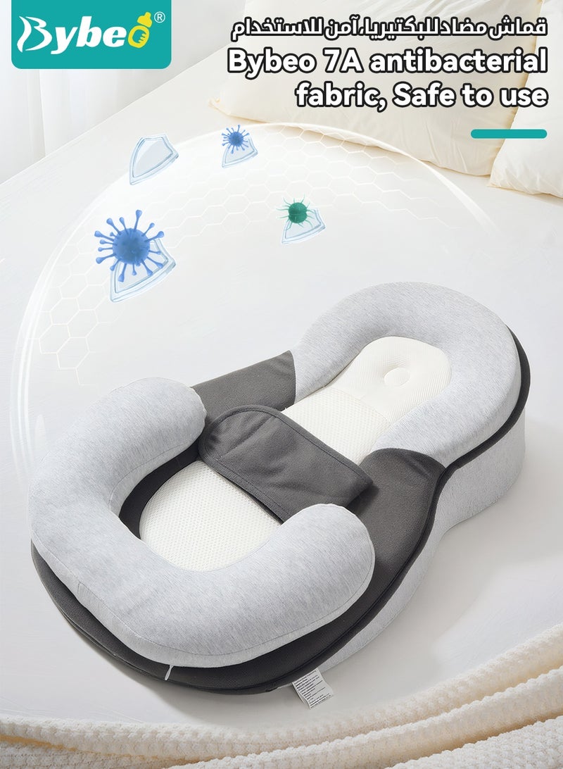 Bybeo Baby Wedge Pillow + 2-Piece Pacifier Set, Baby Lounger Pillow, Baby Feeding Support Pillow, Newborn Nursing Pillow, Infant Head Shaping Pillow for Reducing Spit-Up, Bottle Feeding, Head Shaping - Image 4