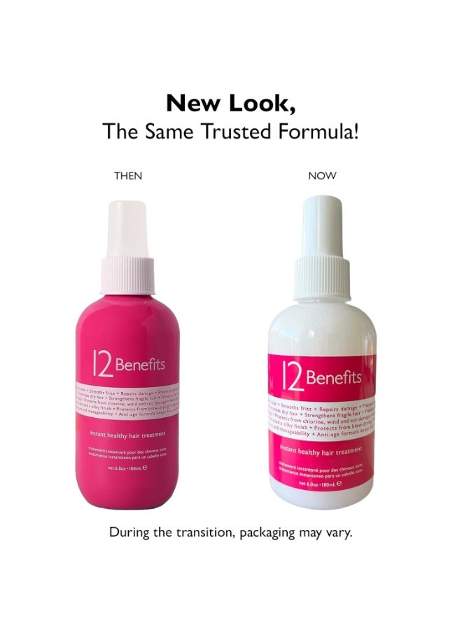 12 Benefits 12 Benefits Instant Healthy Hair Treatment, Leave-In Conditioning, Smoothes Frizz, Strengthens & Repairs, Heat Protection Spray, 6 Fl Oz (Pack of 2)  - Image 4