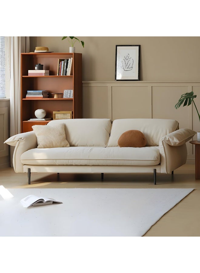 Zayn comforts Contemporary Faux Leather Sofa In Off-White - Image 2