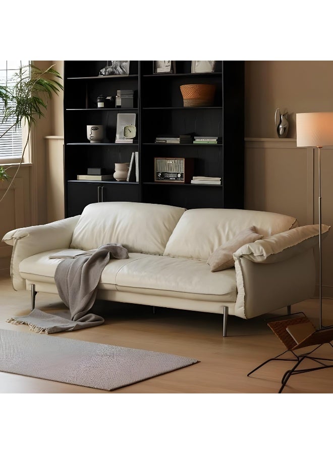 Zayn comforts Contemporary Faux Leather Sofa In Off-White - Image 3
