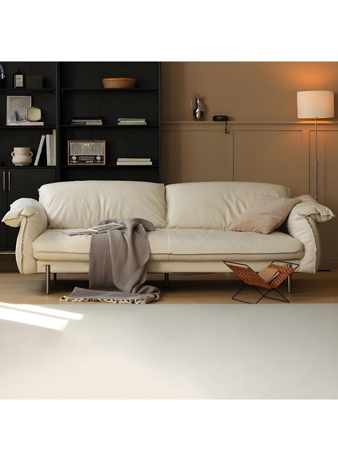 Zayn comforts Contemporary Faux Leather Sofa In Off-White - Image 1