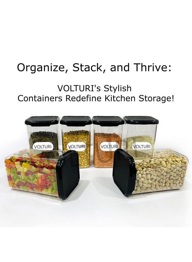 VOLTURI Air Tight Kitchen Containers Set (Pack of 8) for Storage Pulses, Cereals, Grains, Dry Fruits, Pantry Organization and More, Food Grade, BPA Free, Stackable and Transparent 1200 ML - Image 5