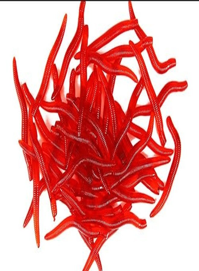 RAJry 50 Pcs Soft Bait Red Earthworm Fishing Bait Fishing Worm Lure (Pack of 50) - Image 1