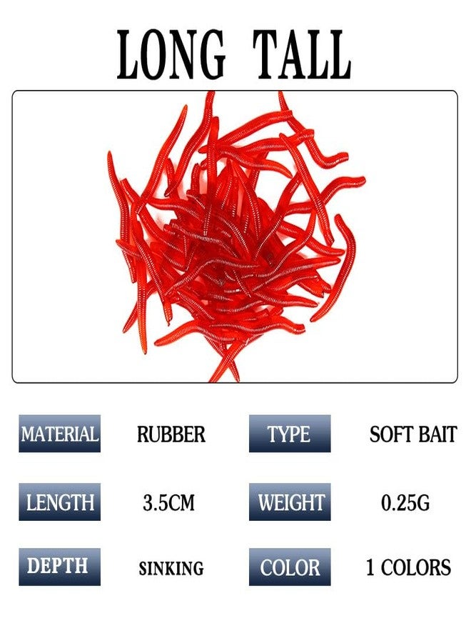 RAJry 50 Pcs Soft Bait Red Earthworm Fishing Bait Fishing Worm Lure (Pack of 50) - Image 2