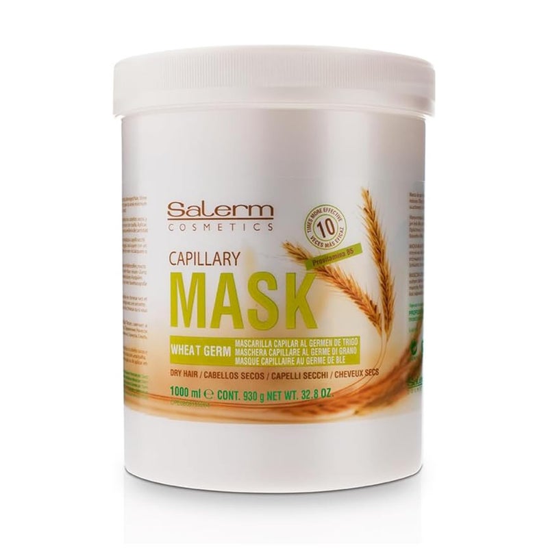 SALERM - Nourishing Hair Mask - 1000 ml - with Wheat Germ - for Dry and Damaged Hair - Deep Hair Hydration - Shine and Brightness - Hair Strengthening - Image 1
