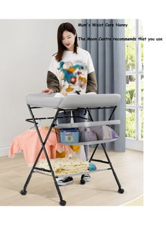 Meiyilan Portable Foldable Baby Changing Table, Mobile Changing Table, Baby Care Mobile, Diaper Organizer, Portable Folding Adjustable Height Changing Table  - Image 2