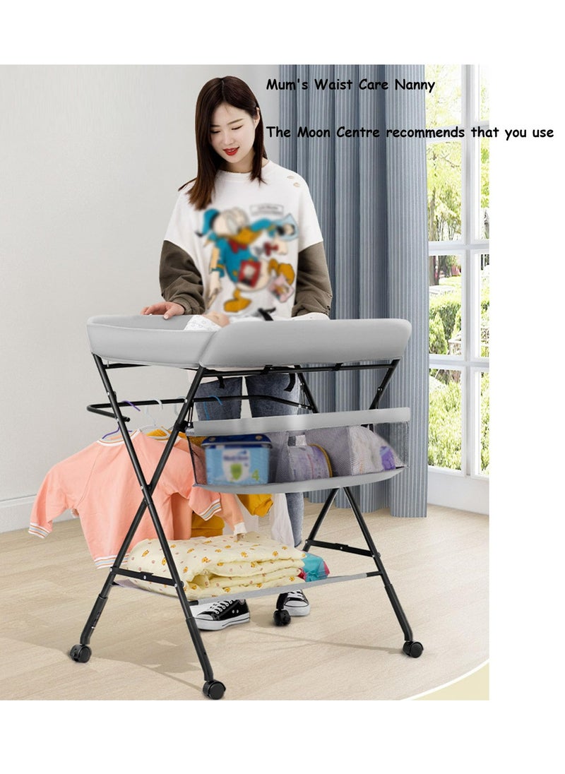 Meiyilan - Portable Foldable Baby Changing Table, Mobile Changing Table, Baby Care Mobile, Diaper Organizer, Portable Folding Adjustable Height Changing Table - Image 1